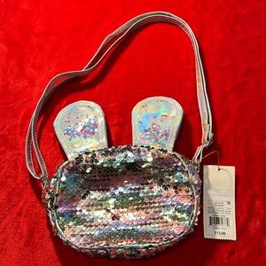NWT Cat & Jack Girls’ Flip Sequin Bunny Crossbody Bag Purse